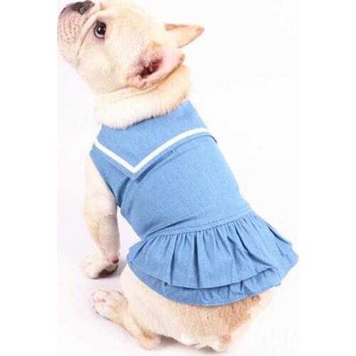 French Bulldog Dog Clothes Summer Pug Dog Dress Denim Jeans Skirt Poodle Bichon Schnauzer Pet Dresses Princess Costume Dropship