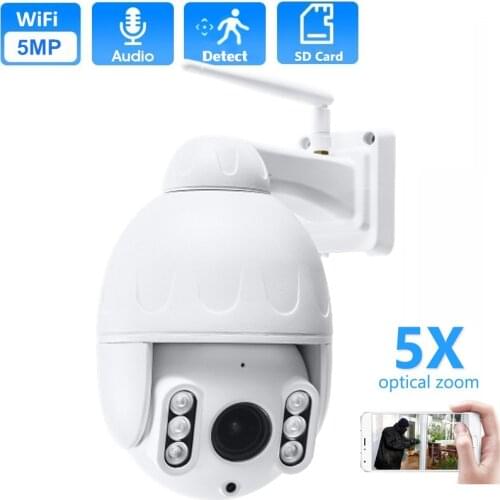 5MP PTZ Wifi IP Camera Outdoor Waterproof 5x Optical Zoom Auto Focus Audio Monitoring 2MP Network Wireless Security CCTV Camera