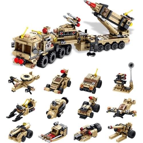 NEW World War II 2 Military Army 12in1 Air Defense Missile Chariot Weapon Building Blocks WW2 Bricks Figures Toys For Kids Gifts