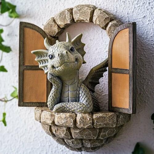Little Dragon Dinosaur Meditation Reading Book Sculpture Figure Garden Home Decor Resin Ornament Accepted