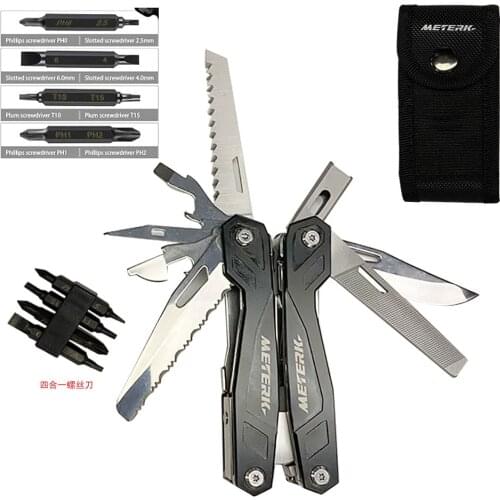 Meterk Multifunctional Tool Pliers Mini Portable Folding Pliers Combined Military knife With Replaceable Screw Head Tool kit
