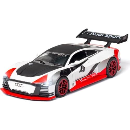 1:32 High Simulation Audi E-TRON Racing Alloy Sports Car Model Car Decoration Ornaments with Sound and Light Car Model for Gifts