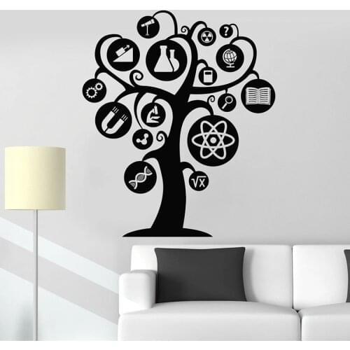 Scientific Tree Wall Decal Chemistry Science Lab School Classroom Scientist Study Room Decor Vinyl Window Stickers Mural M320