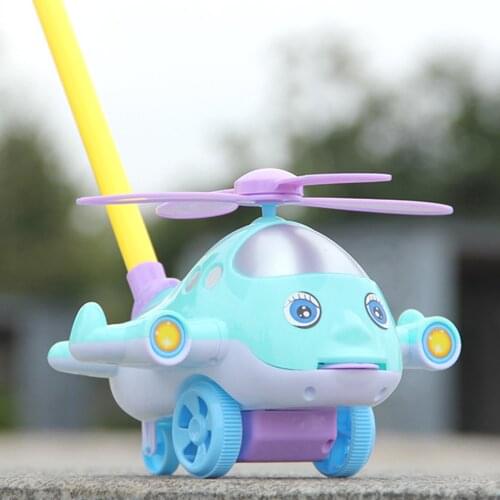Outdoor Cute Tongue Out Funny Kids Gift Baby Walker Toy Sound Cartoon Plane Aircraft Hand Push With Bell Educational Detachable