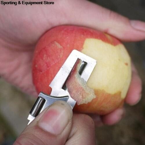 Stainless Steel 2 in 1 EDC Pocket Multi Tool Outdoor Can Opener Fruit Multi Peeler Cutter 2\" Double Peeler