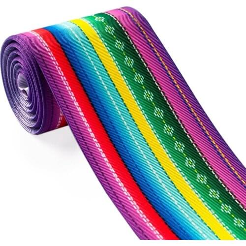 NEW 3" 75mm colorful stripe ribbon pattern printed grosgrain Mexico ribbon
