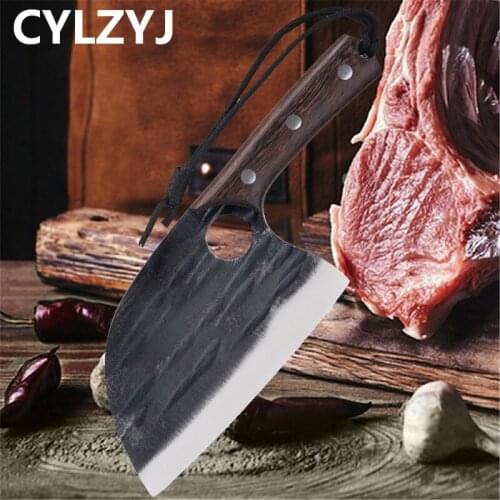 Full Tang Chef Knife Handmade Forged High-carbon Clad 7cr17 Steel Kitchen Knives Cleaver Filleting Slicing Broad Butcher knife