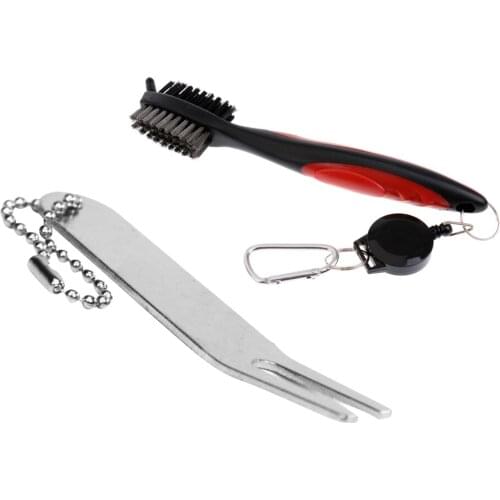 Golf Putting Green Tool Fork Prongs Club Clean Brush Cleaner Mud Remover