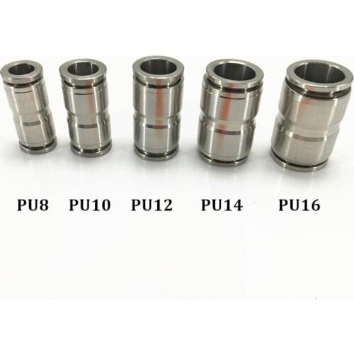 PU straight through quick insert pneumatic air pipe 304 stainless steel quick connector PU4 PU6 PU8 PU10 PU12 PU14 PU16