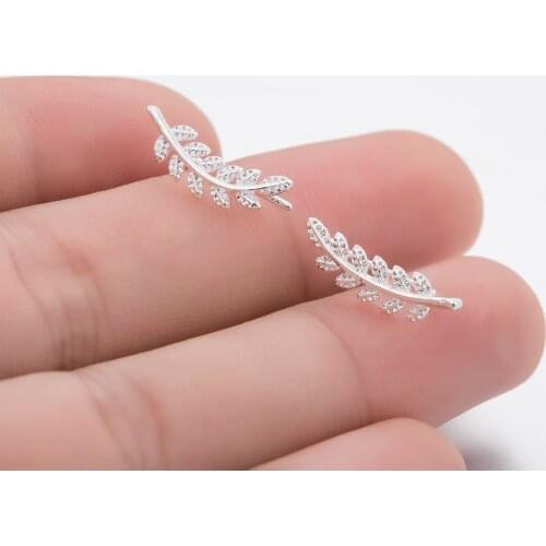 Jisensp Korean Version By Hand Leaves Earrings Personality Feather Leaf Ear Jackets Bohemian Jewelry Womens earrings