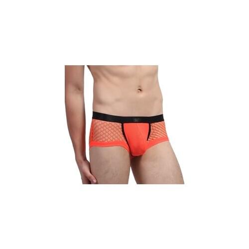 Cutout mesh breathable boxer panties male panties net mens underwear boxers men sexy transparent boxer underwear