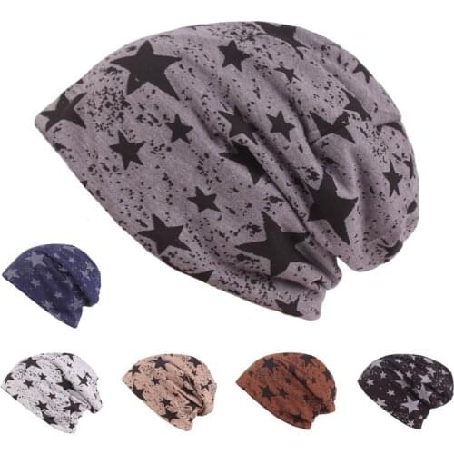Caps Warm Winter Stars Print Cotton Knitted Hat Hip-hop Cap Graffiti Beanies Five-pointed Star Toe Caps Mens And Womens Caps