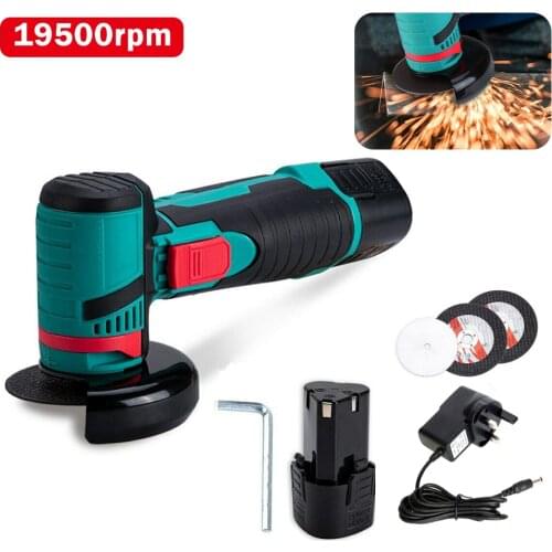 12V 500W Brushless Angle Grinder Mini Cordless Cutter Grinding Cutting Metal Wood Polishing Machine Power Tool with 2 Batteries