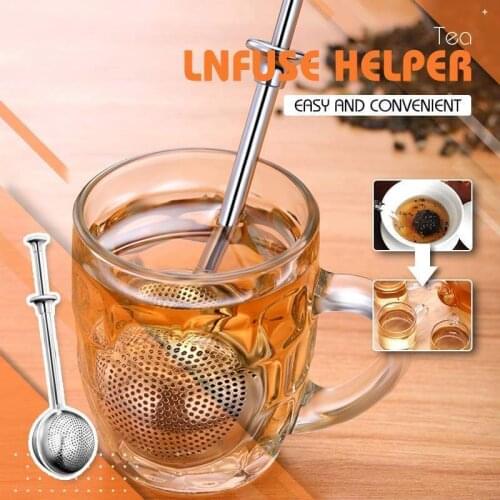 Spring Spoon Tea Mesh Ball Infuser Filter Teaspoon Squeeze Creative Strainer Metal Stainless Steel Handle Spoon