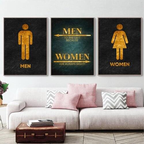Vintage WC Sign Toilet Funny Wall Art Canvas Painting Nordic Posters And Prints Wall Pictures For Kids Bathroom Washroom Decor