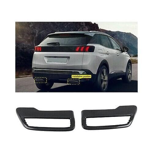 Carbon Fiber Rear Tail Exhaust Cover Trim 2pcs For Peugeot 3008 / GT 2017-2020