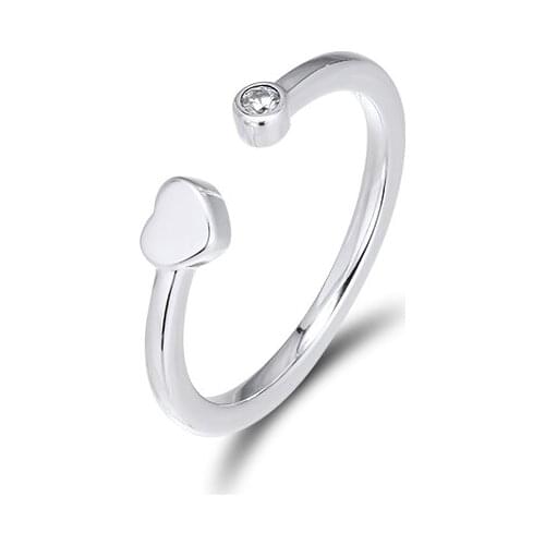 Polished Heart Open Rings 925 Sterling Silver Rings Jewelry Clear CZ Vintage Love Rings for Women Crystal Girl Ring Jewelry 2019
