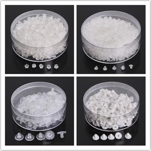 100-1000Pcs Earrings Jewelry Accessories Rubber Back Silicone Round Ear Plugging Blocked Plastic Earring Back Stoppers for DIY