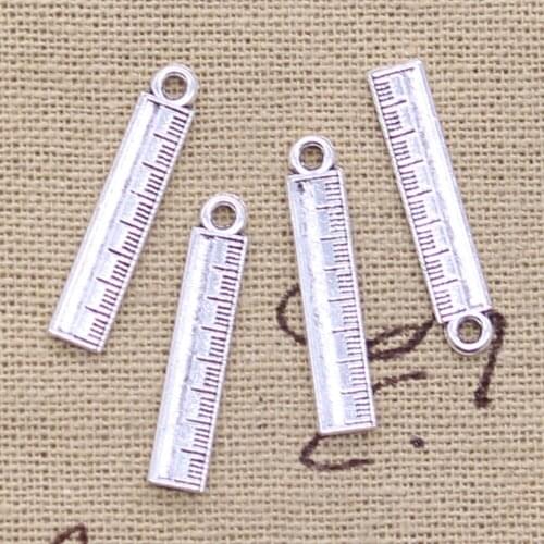 12pcs Charms tools ruler rule 25*5mm Antique Silver Plated Pendants Making DIY Handmade Tibetan Silver Finding Jewelry