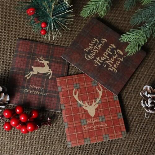 2pcs Retro Style Christmas greeting card postcard blessing card envelope gift New Year holiday handwritten card