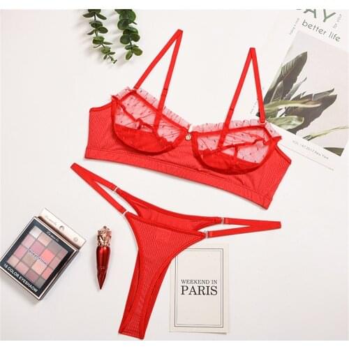 2020 HUAN BEAUTY Women Bra Set Sexy Bra Lace Mesh Eyelash Lace Lingerie Straps Mujer Women Underwear Sexy Bra Set HB218