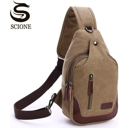 2021 Mens Bags Messenger Bag Outdoor Khaki Fashion Canvas Leather Satchel Sling Pack Bag Crossbody Chest Bags XA820M