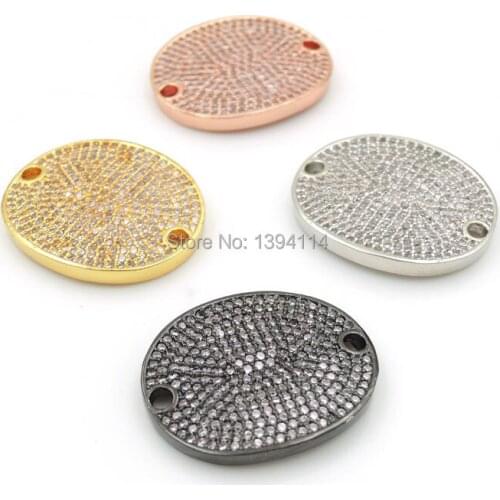 23*20*2mm Micro Pave Clear CZ Oval Connectors Fit For Men And Women Making DIY Bracelets Jewelry