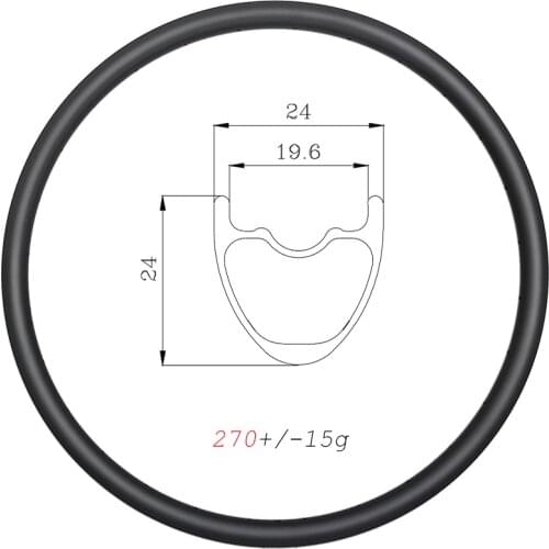 26er 270g MTB XC 24mm wide clincher tubeless disc carbon rim 24x24mm UD 3K 12K matte glossy 24H 28H 32H 36H 26inch bicycle wheel