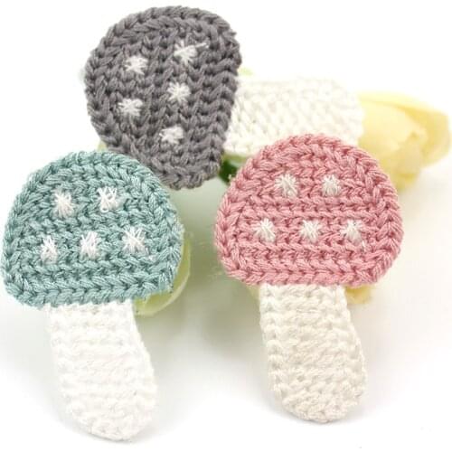 30Pcs 2.5*4cm Woolen Yarn Embroidery Mushroom Sewing Patches for Clothing Handmade Appliques Headwear Decor Crafts Accessories