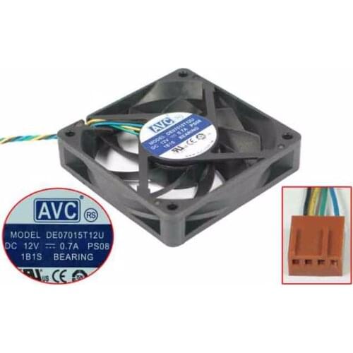 AVC DE07015T12U PS08 DC 12V 0.70A 70x70x15mm 4-Wire Server Cooling Fan