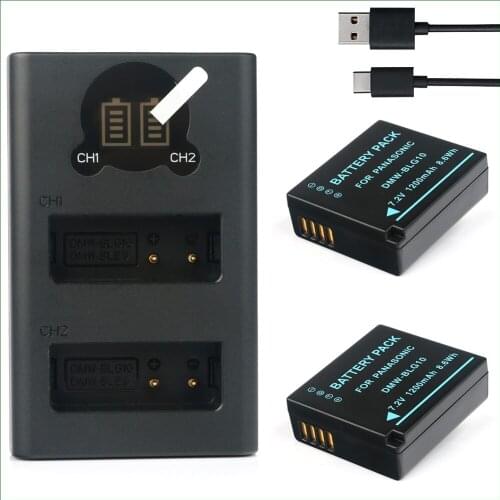 DMW-BLG10 BLE9 Battery + Dual USB Charger for Panasonic DMC-GX7 Mark II DMC-LX15 DMC-LX100 DMC-S6 DMC-ZS60 DMC-ZS100