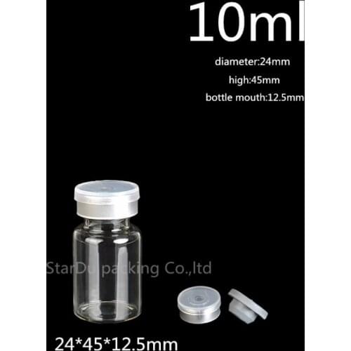 Free Shipping 100Pcs/lot diameter 24mm 10ml 12ml 15ml Clear Injection Glass Vial With Flip Off Cap, 1/3oz Glass Bottles