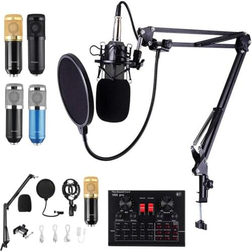 BM800 Pro Microphone Mixer Audio dj MIC Stand Condenser USB Karaoke KTV Professional Recording bluetooth With V8X SoundCard