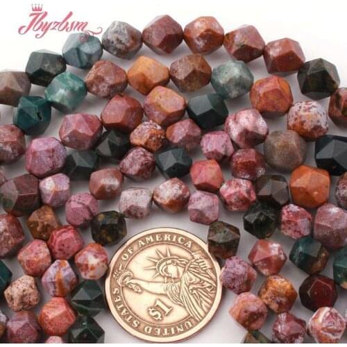 Round Faceted Multicolor Ocean Agates Jaspers Spacer Beads for Women Men Accessories DIY Necklace Bracelet Jewelry Making 15"