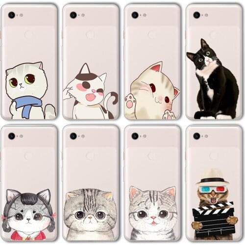 Ciciber Funda Case for Google Pixel 5 4 3 2 XL Luxury Soft Silicone for Google Pixel 4a 3a XL Fashion Vogue Animal Crtoon Cat