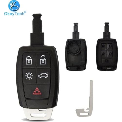 OkeyTech for Volvo C70 C30 V40 V50 Smart Auto Car Smart Remote Key Shell Cover Case Fob with Insert Insert Blank Blade 5 Button