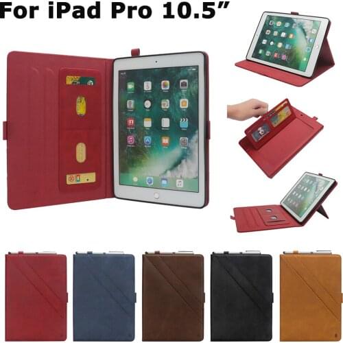 Case with Double KickStand Pencil Holder For iPad Pro 10.5 inches PU Leather Slim Smart Cover Color Stand Shell for A1701 A1709