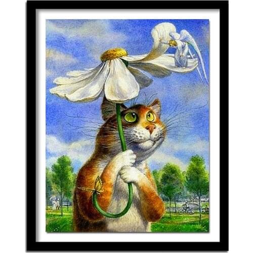 DIY Diamond 5D Square Rhinestones cat umbrellas Diamond Painting Cross Stitch Diamond Embroidery DF019