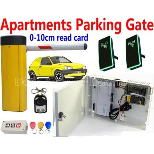 Hotel Car Gate Apartments Car Parking Barrier gate kit Single door channel Entry+Exit RFID EM ID card 0- 10 cm reading software