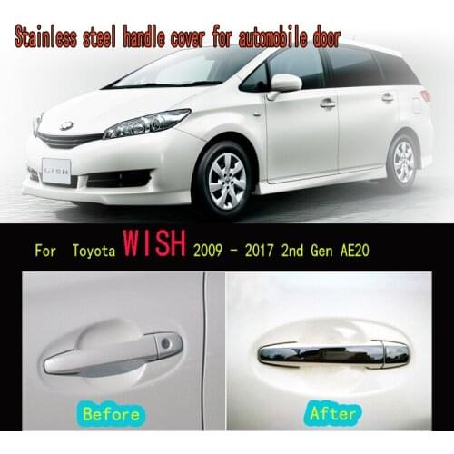 Karcng 8X Car Stainless Steel Exterior Door Handle Bowl Frame Sticker For Toyota Wish 2009-2017 2nd Gen AE20