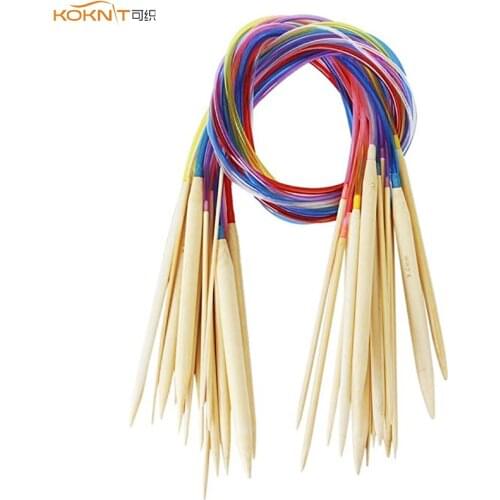 KOKNIT Bamboo 2.0-10.mm Circular Knitting Needles 18Pcs Double Pointed Bamboo Knitting Needles DIY Yarn Craft Weave Knit Tools