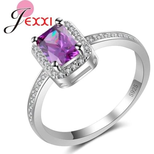 Big Colored Cubic Zirconia Gorgeous Crystal 925 Sterling Silver Engagement Wedding Rings Female Surround Fashion Jewelry