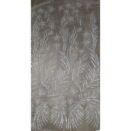 Nigerian lace fabric Hot selling SYJ-108882 with beads embroidery African net fabric for party dress