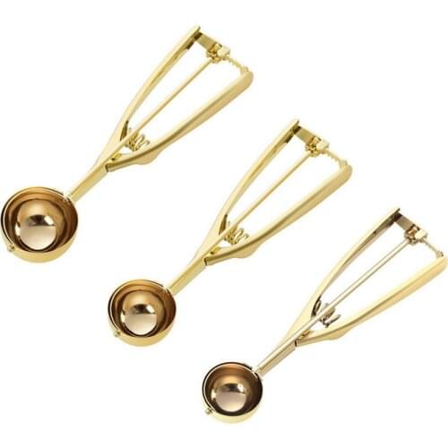 Ice Cream Spoon Fruit Watermelon Ball Scoop Spring Handle Ball Digger Non-Stick Stainless Steel Carving Kitchen Tool