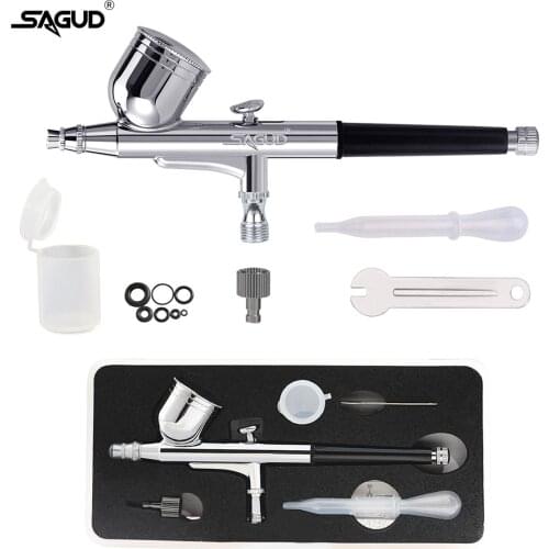 SAGUD Airbrushes Multi-Purpose 0.3mm Dual-Action Gravity Feed Airbrush Set with 7CC Fluid Cup For Spray Art/Crafts/Tattoos/Cake