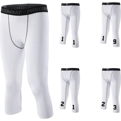 Custom 01#-99# Men Running Tights Pants 2020 Men Sports Legging Sportswear Pro Compression 3/4 Pants Training Athletic Trousers