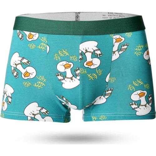 Men Underwear Cartoon Male Underpants Man funny Print Boxer Shorts silk polyester mens underwear gay Breathable sexy man panties