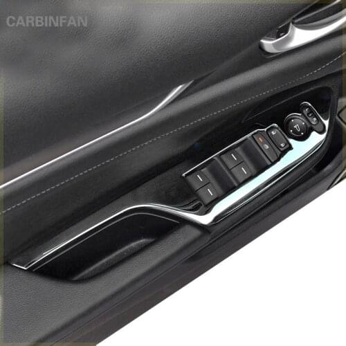 Stainless steel Car Window glass lift button Trim Cover Door Armrest panel Sticker For Honda Civic 10th 2016 2017 C273
