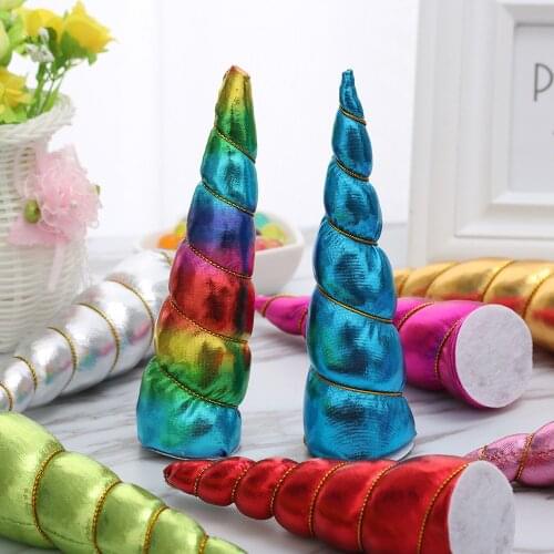 Nishine 30pcs/lot Unicorn Horn Flatback for Baby Girls Hair Bands Headwear Party Diy Headwear Hair Accessories Birthday Gifts