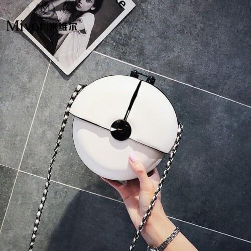 2020 New Fashion Ladies Handbag Black White Red Small Round Bag Quality PU Leather Summer Women Tote Shoulder Crossbody HandBags